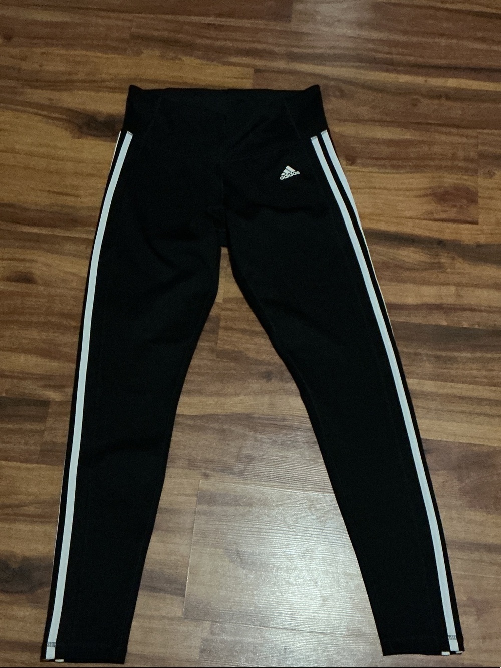 adidas Black Leggings with White Side Stripes women medium